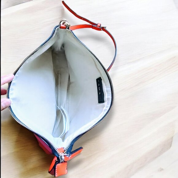 Zara TFR magenta pink bright orange color block vegan leather shoulder bag - Picture 4 of 7